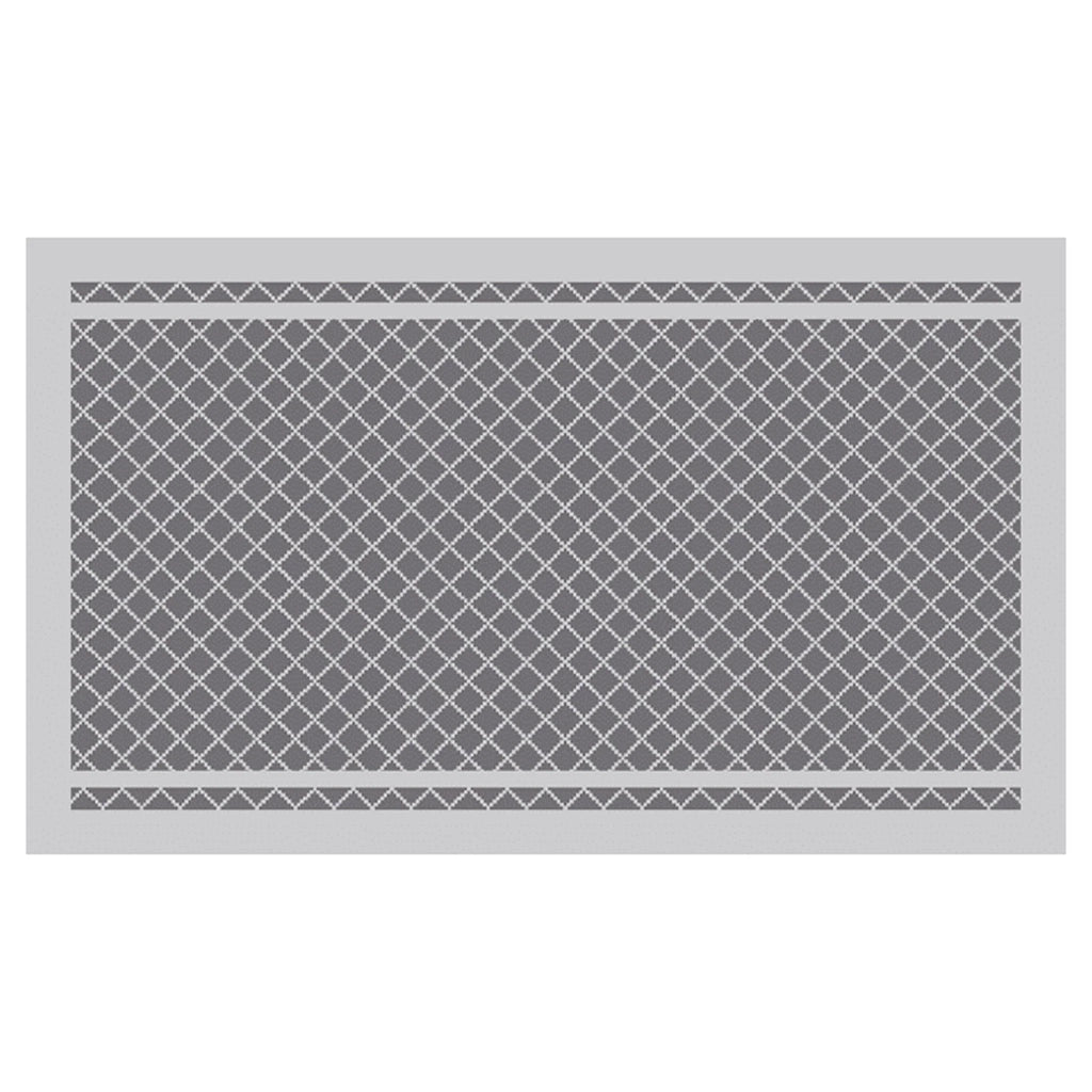 Gray outdoor mat with white diamond pattern, ideal for camping, beach, or picnics