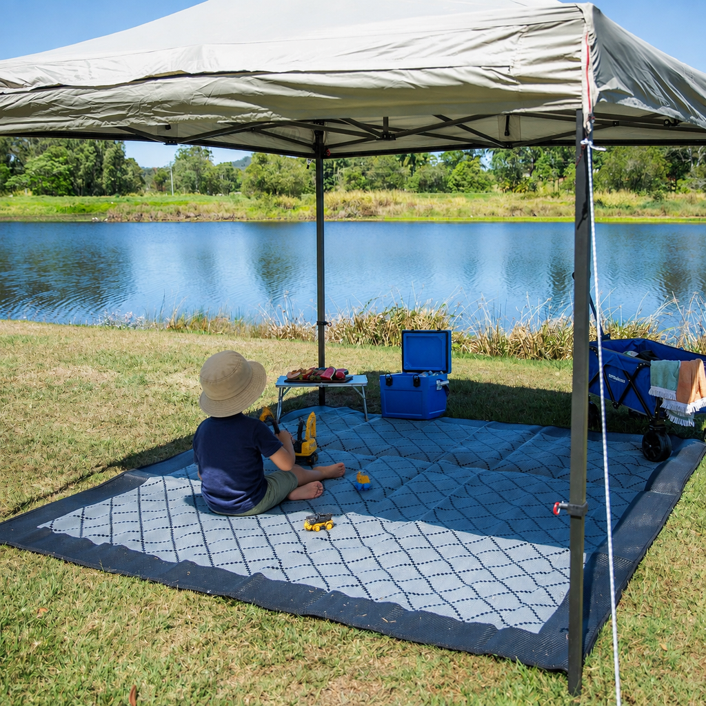 Outdoor Camping Mat - Gazebo -3m x 3m - Black & Grey| Caravan & Camping