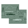 Adventure-ready SUV with canoe on roof, perfect for camping, beach days, and outdoor trips with eco-friendly mats.